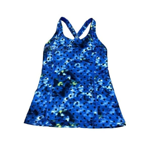 Lululemon Blue Polka Dot Sports Bra Tank Top Yoga Top Small - Picture 1 of 2